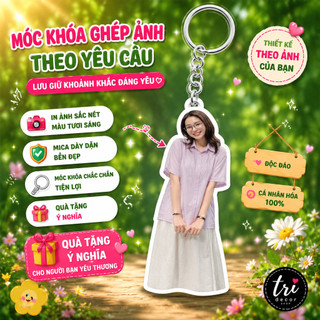 Móc khoá cắt viền in ảnh theo yêu cầu chất liệu acrylic viền trong suốt dễ thương làm quà tặng