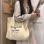YOHOO!/ sang trọng Phong cách Hàn Quốc ins Phong cách cổ điển Tiếng Anh Tất cả các trận đấu Túi vải đeo vai màu trơn Túi mua sắm Túi đi học Nữ