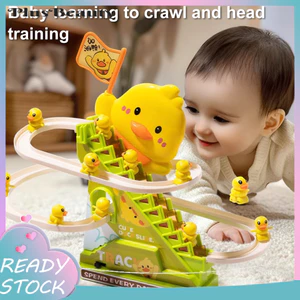 < Pluscloth > Đồ chơi trượt cầu thang leo vịt có đèn Led Âm nhạc – Đường đua Coaster cho trẻ mới biết đi Bao gồm 12 chú vịt nhỏ – Con lăn trò chơi trượt vui nhộn cho trẻ em