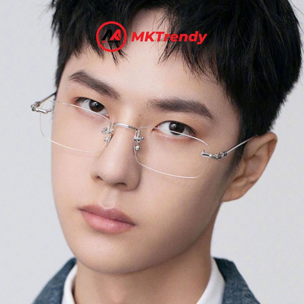 Kính không viền đổi màu MKTRENDY gọng kim loại chống ánh sáng xanh chống tia UV thời trang tổng tài X13