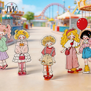 JIANWU Dễ Thương Power Girl Series Kawaii Nhân Vật Phong Cảnh Chất Liệu Cắt Dán Thêu Sò PET Miếng Dán Sáng Tạo Tạp Chí Văn Phòng Phẩm