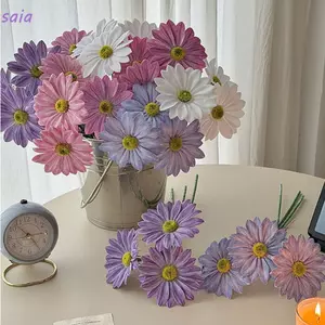 SAIA 3 Cái / gói Hoa Nhân Tạo Hoa Cúc, Nhiều Màu Sắp Xếp Hoa Mô Phỏng Hoa Cúc, Đạo Cụ Ảnh In Hình Hoa Hướng Dương Cảm Ứng Thật Hoa Trang Trí Đám Cưới
