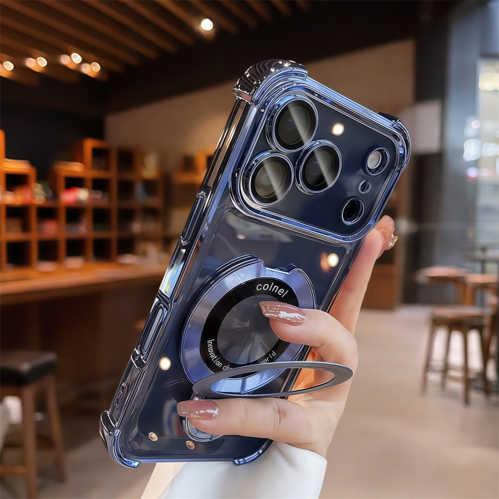 Giá đỡ kim loại Vỏ điện thoại trong suốt chống rơi cho iphone 17 Pro Max 16 13 14 15 Pro Max Vỏ có Camera Bảo vệ toàn diện Vỏ chống sốc Vỏ cứng bảo vệ điện thoại