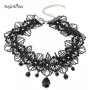 AqToCna Vintage Gothic Ren Choker Nữ Pha Lê Mặt Dây Chuyền Quyến Rũ Choker Nelace Gothic Hạt Choker Trang Sức AqToCna