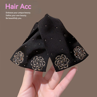 Cao Cấp Vải Đen Tam Giác Lấy Kẹp Nữ Kim Cương Giả Hoa Trang Trí Đầu Lưng Tóc Cá Mập Kẹp Tóc Sang Trọng Kẹp Tóc