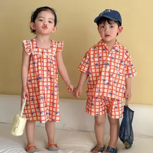Bộ áo sơ mi mùa hè cho trẻ em Váy bé đi biển