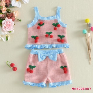 MG-Toddler Trang Phục Bé Gái Cherry / Ong Trang Trí Áo Bể Không Tay Quần Short Eo Co Giãn 2 Bộ Quần Áo