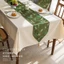 Khăn Trải Bàn Dài Họa Tiết Trúc Xanh Phong Cách Trung Hoa Sang Trọng Vải Jacquard Dày Dặn Cao Cấp Cho Bàn Ăn Bàn Trà
