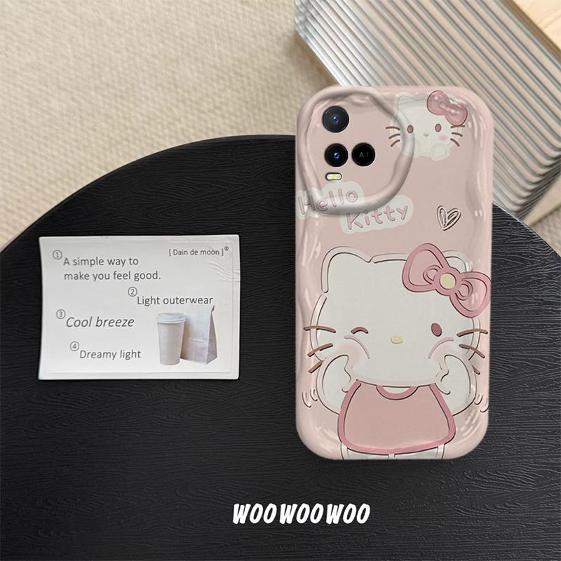 Vỏ Cho VIVO Y21 Y21T Y21S Y21A Y33S Y33T Vỏ Kem Hoạt Hình Cặp Đôi Mèo TPU Mềm 3D Sóng Silicon Vỏ Điện Thoại