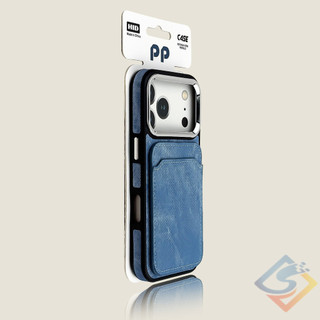 Da Cao Cấp Miếng Dán Thẻ Kết Cấu Denim Vỏ Điện Thoại Cho iPhone 17 Pro Max 12 13 14 15 16 Pro Max Lỗ Lớn Khung Ống Kính Kim Loại Vỏ Chống Sốc Có Khe Cắm Thẻ Sau