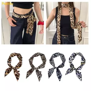 Khăn Quàng Cổ Da Báo Giả Lụa Phong Cách Retro với Túi Trang Trí