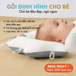 Gối hình đầu cho bé Bông thoáng khí 3D Lưới khí có thể điều chỉnh Hỗ trợ giấc ngủ cho trẻ sơ sinh