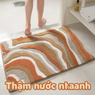 Thảm tắm thấm mềm mại Lông cừu giả chống trượt Polyester Trang trí cửa phòng tắm Thảm khô nhanh