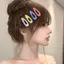 Giọt nước barrette vồng cạnh kẻ sọc phong cách Y2K Hàn Quốc, phụ kiện tóc ngọt ngào cho bé gái