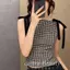 Mùa hèSlim-fit Áo Vest Không Tay Cho Nữ Với Hoạ Tiết Bow