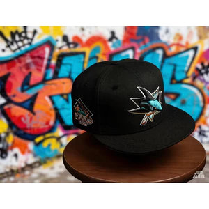 Mũ Snapback E2RA NHL San Jose Sharks đen, chống nắng đa sắc màu, phù hợp unisex