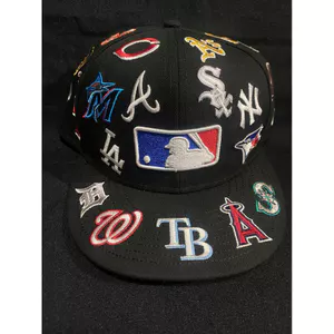 Mũ lưỡi trai 59Fifty MLB chất lượng cao, thiết kế logo đội và patch toàn bộ mũ màu đen