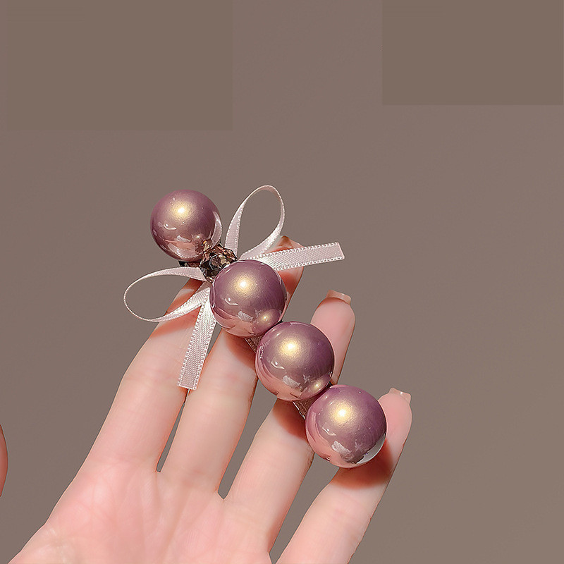 MAUROPOLI Hair Clip Phong Cách Nhật - Hàn, Hoạ Tiết Nơ và Ngọc Trai màu Hồng, Thích Hợp Mùa Xuân