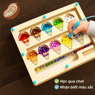 Bảng mê cung từ tính bằng gỗ Phân loại màu Số đếm đồ chơi học tập Montessori Trẻ em