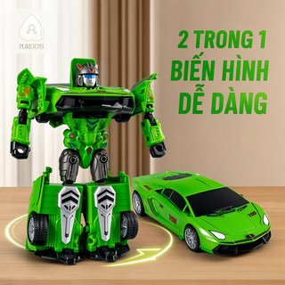Biến Đổi Robot Đồ Chơi Ô Tô Quán Tính Kéo Lại Đèn Âm Nhạc ABS Quà Tặng Sinh Nhật Trẻ Em