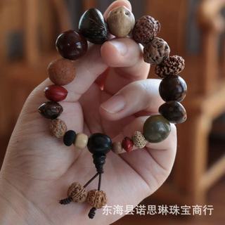 Vòng tay đá tự nhiên với hạt bồ đề, mã não đỏ, và kim cương hình ngôi sao mặt trăng - CEY4