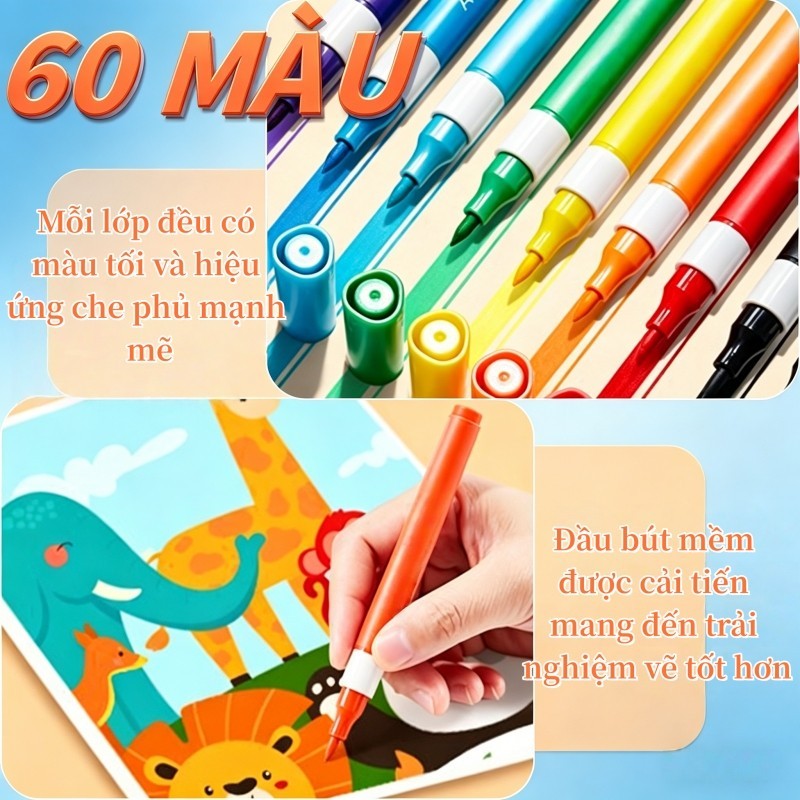 Bút Acrylic Marker 24-72 Màu – Đầu Mềm, Mực Đậm, Vẽ Trên Mọi Chất Liệu, Dùng Cho Học Sinh, Mỹ Thuật, DIY