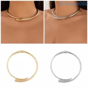 Unstop * Vàng Bạc Màu Tuyên Bố Mở Choker Cho Nữ Châu Phi Lấy Cảm Hứng Từ Kim Loại Rộng Vòng Cổ Vòng Cổ Trang Sức Cho P