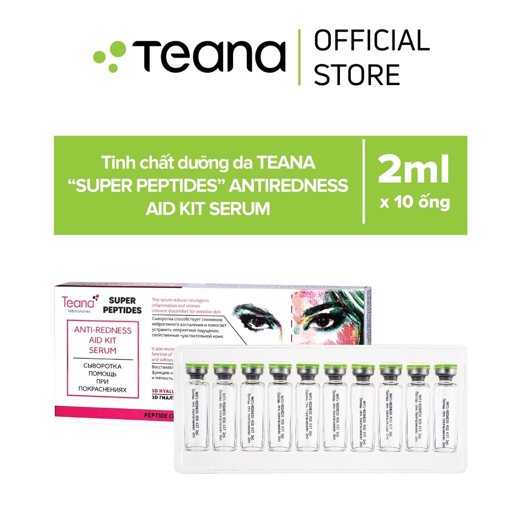 Serum Teana Super Peptides Antiredness Aid Kit giảm đỏ, sưng viêm, phục hồi da