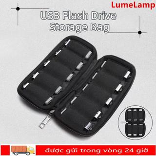 Túi xách LUMELAMP, USB Flash Drive Polyester Túi lưu trữ, Đen 6 khe 10 khe cắm di động USB Disk Organizer Phụ kiện điện tử