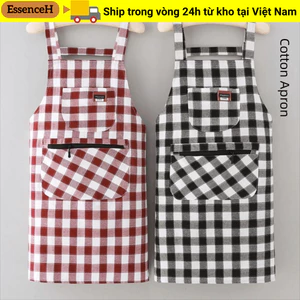 Tạp dề làm việc đầu bếp ESSENCEH, Tạp dề nhà bếp chống bẩn có túi có khóa kéo, Tạp dề nấu ăn in vải Cotton thời trang Vệ sinh gia đình