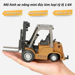 【BabyJoy】Mô hình hợp kim 1/64 điều khiển từ xa,xe nâng và máy xúc thu nhỏ,Pin sạc, sạc qua cổng Type-C