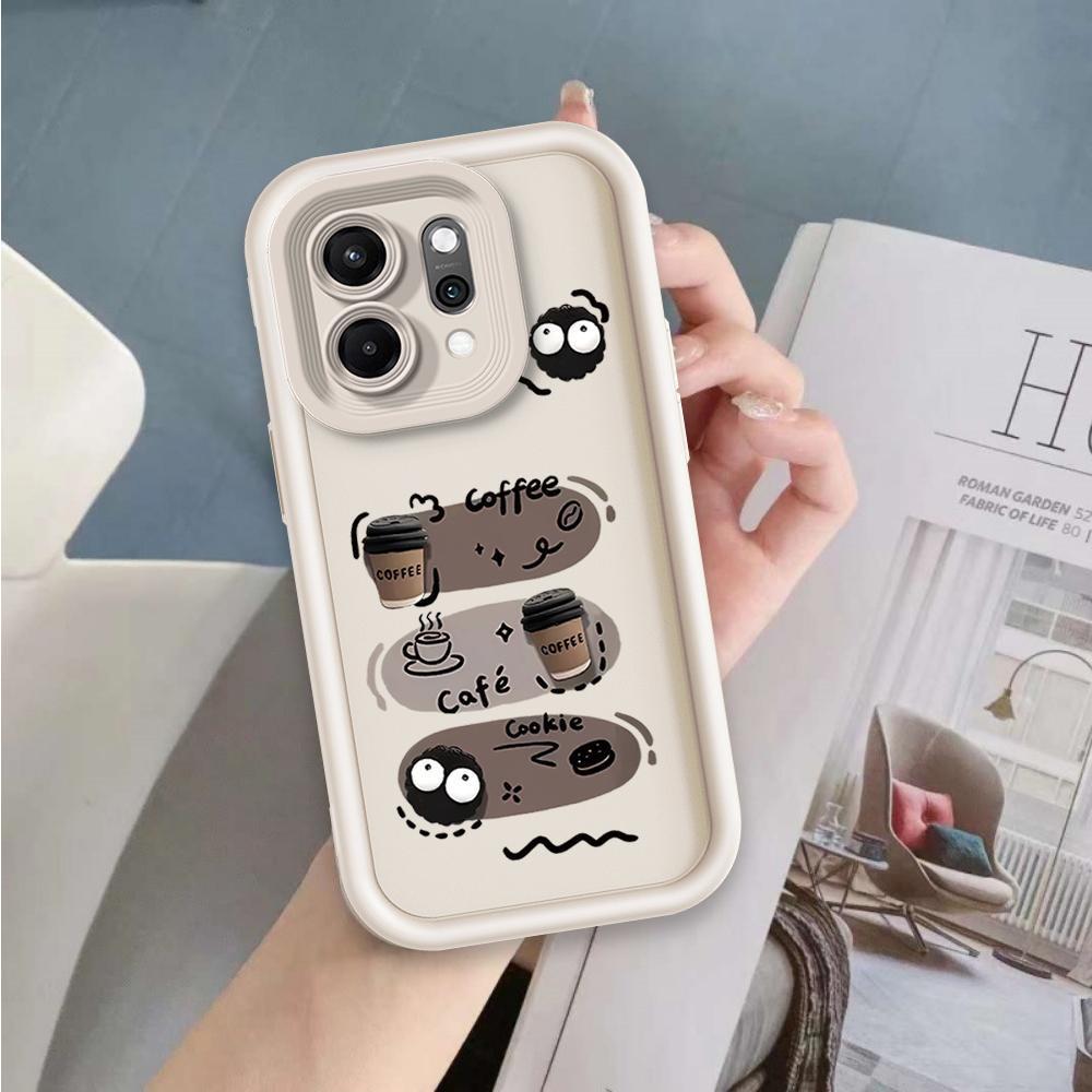 Ốp Lưng Cho OPPO Reno 6 8 10 11 12 13 14 15 F Pro Phim Hoạt Hình Silicon Mềm Vỏ Điện Thoại TPU Đen Bóng Than Thiên Thần Mắt Chống Sốc Ốp Lưng