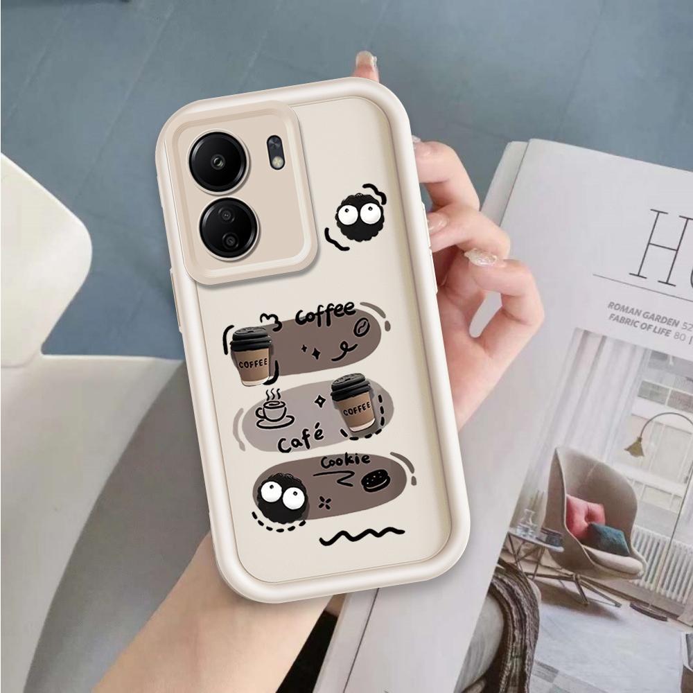 Ốp Lưng Cho Redmi 13C / POCO C65 Phim Hoạt Hình Silicon Bé Gái Mềm Vỏ Điện Thoại TPU Đen Bóng Than Thiên Thần Mắt Chống Sốc Ốp Lưng