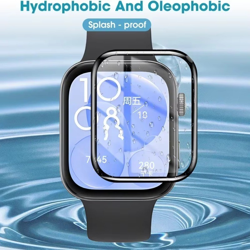 1-3 Chiếc Bảo Vệ Màn Hình Cho Huawei Watch Fit 5 4 3 Pro HD Trong Suốt Kính Cường Lực Cho Huawei Watch Fit 4Pro 5Pro 3 4 5 Cong Đen Cạnh Kính Phim
