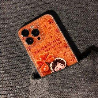 Ốp Điện Thoại Cỏ Ba Lá Bốn Lá Cam Họa Tiết Cô Gái May Mắn Thích Hợp Cho iPhone 11promax 12promax 11 12 13 14 Pro max 15promax 15 16 17 pro max xr xs 12pro 13pro Vỏ Linh Hoạt Chống Sốc