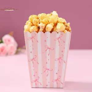 TRTR 10 Chiếc Nơ Giấy Bắp Rang Hộp Có Nơ Họa Tiết Pop Ủng Hộ Hộp Tắm Cho Bé Tiệc Điều Trị Ủng Hộ Đồ Dùng Bàn Trang Trí Đám Cưới VN