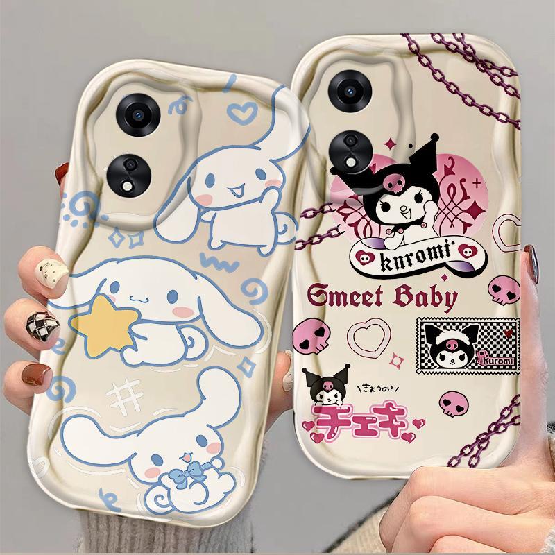 Thích hợp cho OPPO A18 A38 A58 A60 A17 A17K 4G 3D Điện thoại thông minh TPU mềm Kuromi Cinnamoroll Vỏ điện thoại chống sốc