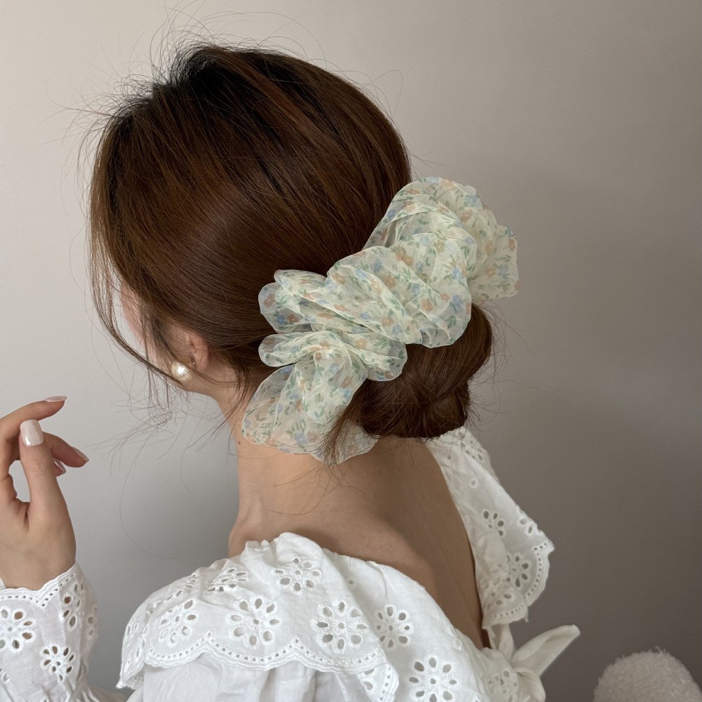 Hululu / Bầu Không Khí Pháp Cảm Thấy Kích Thước Lớn Organza Hoa Nhỏ Ruột Lớn Nhẹ Nhàng Dây Buộc Tóc Đuôi Ngựa Phụ Kiện Tóc