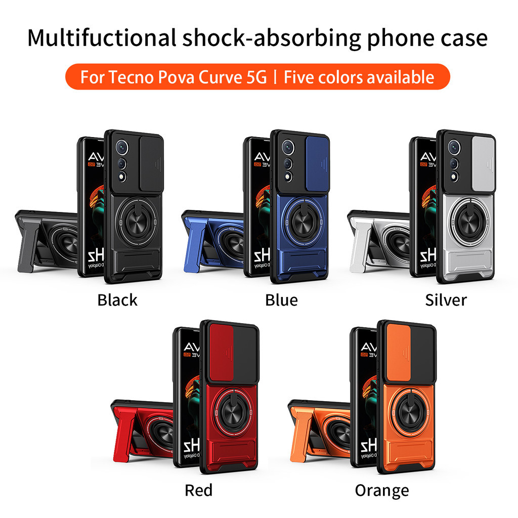 Ốp Điện Thoại Đa Năng Sang Trọng Thích Hợp Cho Tecno Pova Curve 7 Ultra 6 Pro Neo 5G Dây 360°Giá đỡ vòng có vỏ máy ảnh Vỏ bảo vệ toàn diện chống sốc