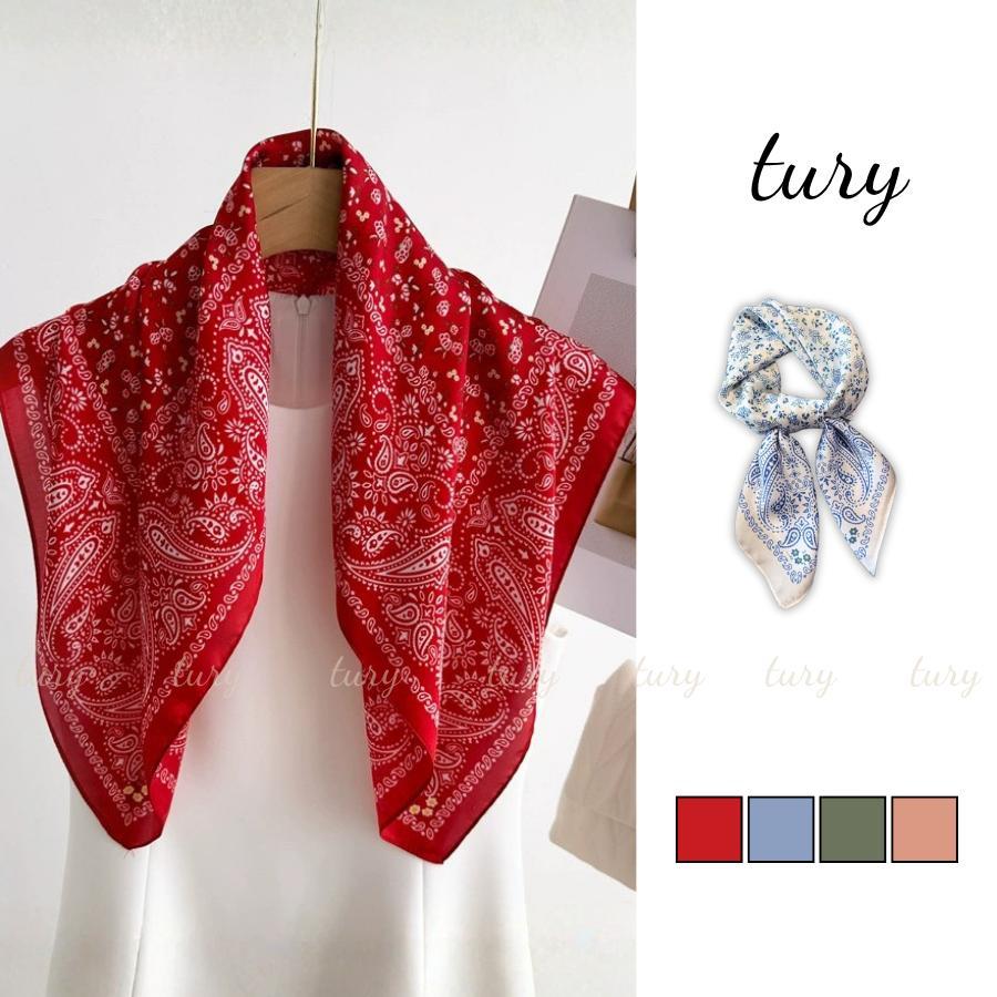 Khăn Lụa Unisex Nam Nữ 70 - Tury - Khăn Lụa Phối Hoa Nhí Mùa Hè - KL079