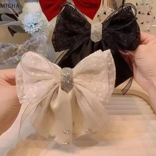 Misa Mới Kẹp Tóc Satin Vải Trang Trí Nơ Kim Cương Giả Kích Thước Lớn Kẹp Tóc Phụ Kiện Dành Cho Nữ Bé Gái Đẹp