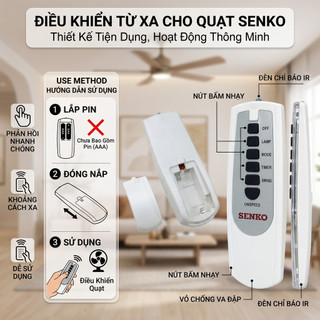 Remote thay thế cho quạt Senko mã TR-828 tặng pin Thay thế remote cũ bị hỏng, mất,Không có pin