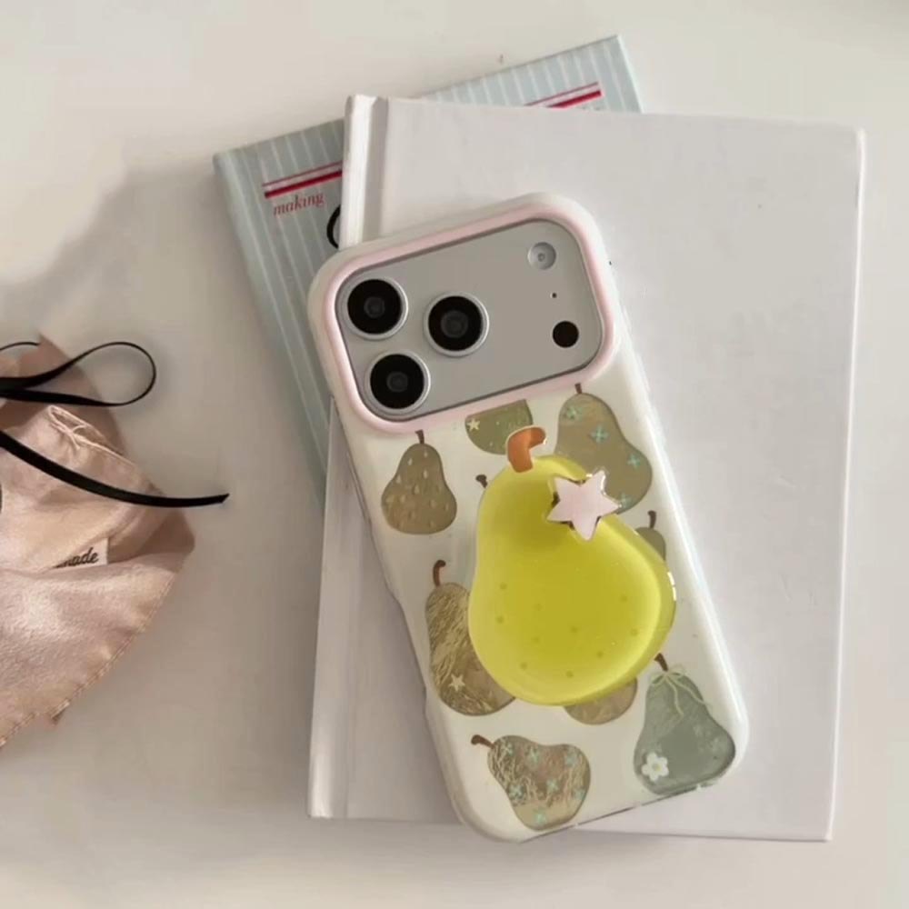 Ốp Lưng Cứng Tương Thích Với iPhone 13 14 14Pro 14ProMax 15 15Pro 15ProMax 16 16Pro 16ProMax 17 17Pro 17ProMax Ốp Họa Tiết Quả Lê Vàng Hoa Cúc