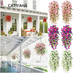 CATIYAHA Hoa Nhân Tạo, Nhiều Màu Lá Xanh Lá Cây Sống Động Như Thật Sáng Vinh Quang Cây Nho, Phụ Kiện Chất Lượng Cao DIY Hoa Giả Cây Vòng Hoa Treo Tường Trang Trí