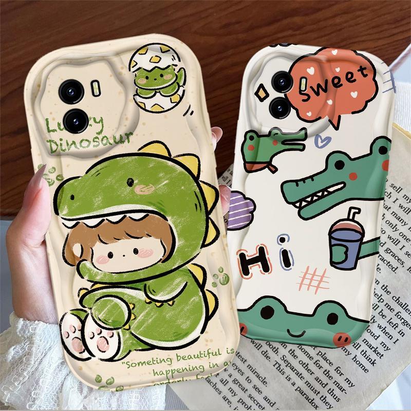Thích Hợp Cho VIVO Y15S Y15A Y01 3D Bé Gái TPU Mềm Khủng Long Dễ Thương Ốp Điện Thoại Chống Sốc