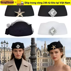 SNUGHOUSE Mũ Top, Pha Lê Mạ Anh Retro Nữ Tiếp Viên Mũ, Thời Trang Ngôi Sao Biển Mũ Nỉ Beret Trang Phục Hóa Trang