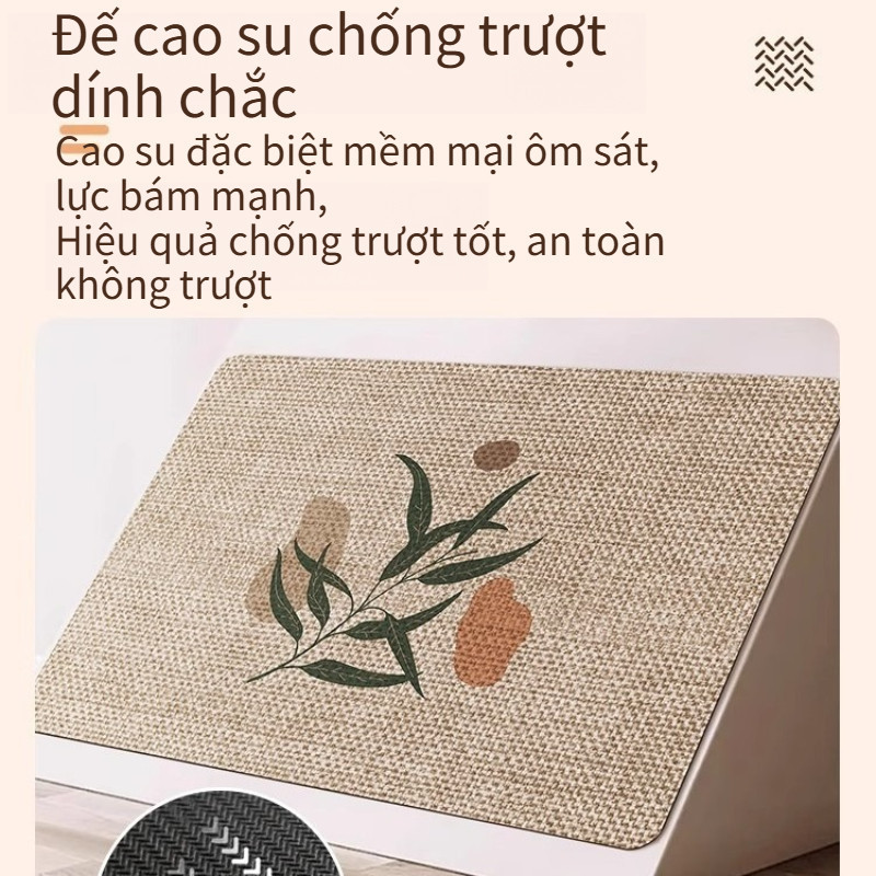 Thảm Bếp Chống Trượt Silicon – Họa Tiết Gỗ Mây Phong Cách Retro, Thấm Nước, Dễ Vệ Sinh, Có Thể Giặt Máy