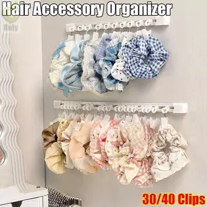 Dụng cụ sắp xếp phụ kiện tóc ROLY, Đa vị trí có móc trượt ray, Kẹp treo tường dung lượng lớn 30 / 40 Kẹp kem dưỡng da Kẹp lưu trữ