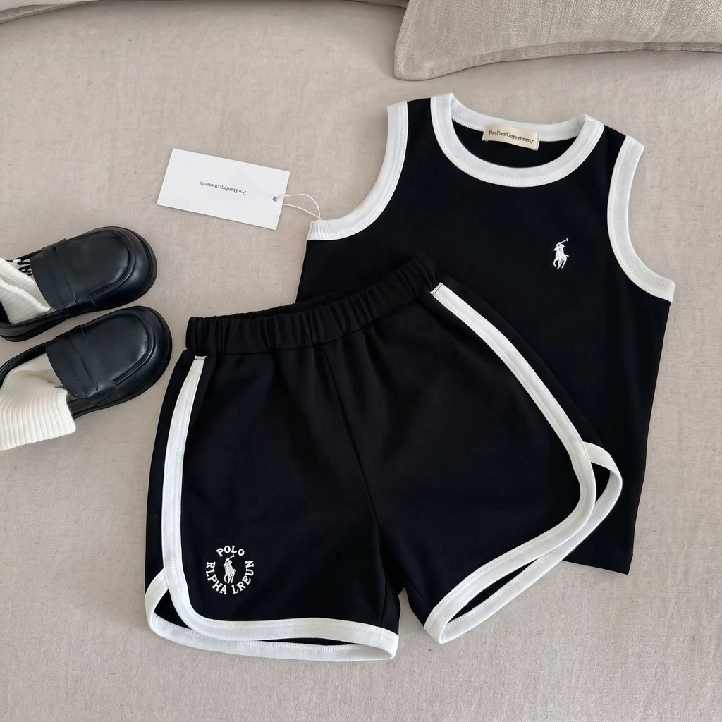 Bộ Quần Áo Bé Trai Đồ Bộ Bé Trai Áo Ba Lỗ Quần Short Thể Thao Viền Tương Phản Rally Nuggap