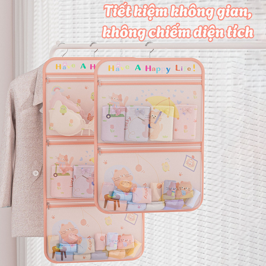 Túi Đựng Đồ Lót Tất Vớ Treo Tường HomeMate – Túi Treo Tủ Đa Năng Vải Canvas Chống Thấm Tiết Kiệm Diện Tích